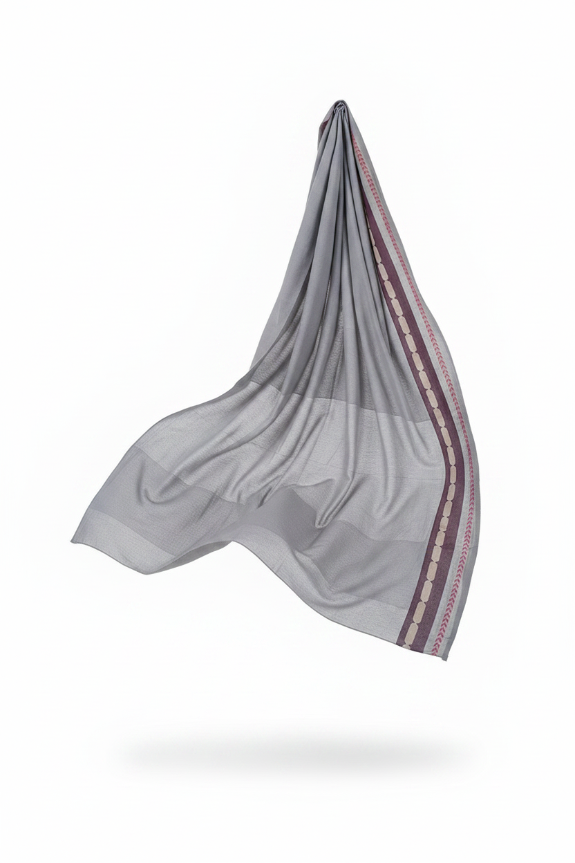 Grey Scarf Floating — White Studio